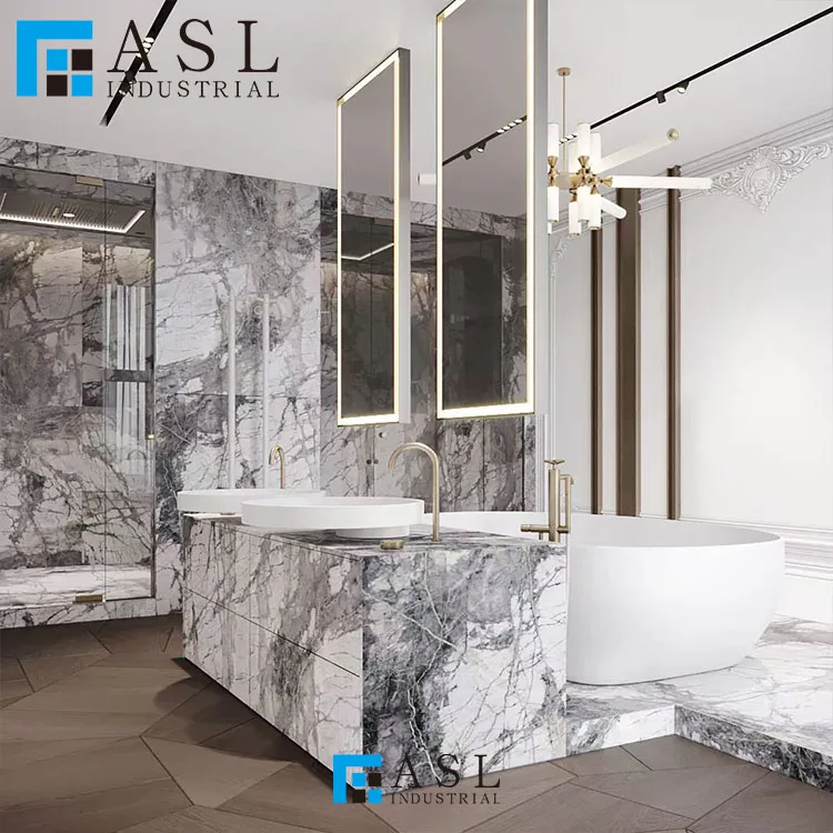 Wholesale invisible grey gold marble slab