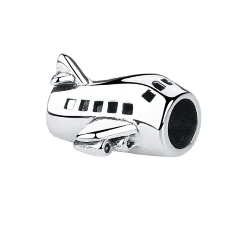Wholesale Sterling Silver Plane Charms Beads For Snake Bracelets Fashion DIY Jewelry 925 silver charms For Women