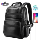 Back Men Laptop Backpack BOPAI Luxury Men Back Packs Business Travel Genuine Leather Laptop Backpack