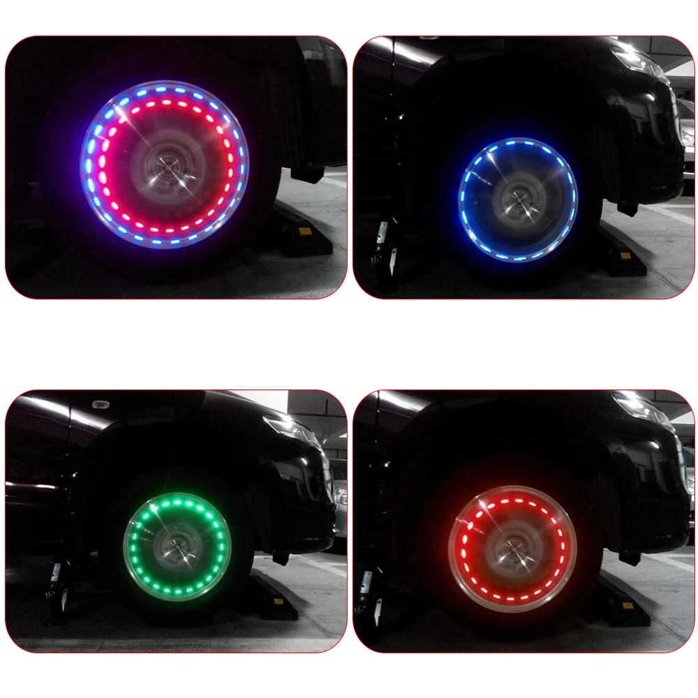 Solar Wheel Lights Car Motorcycle Decorative 12leds Tire Valve Caps