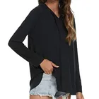 Top Fashion Women's Solid Color Long-sleeved Top Hooded Sweatshirt Casual Loose Shirt