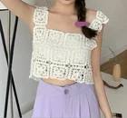 Sweater Crop Custom Factory Fashion Crochet Vest Women Knitted Hollow Out Sexy Crop Tops Wholesale Sweater Vest
