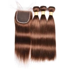 Real Wholesale Brazilian Hair Vendors Real 4# Straight Brazilian Hair Bundles With Lace Closure