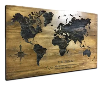 wooden crafts handmade wood world map wooden Laser engraved hollow out custom sign metal wall decoration map of the world