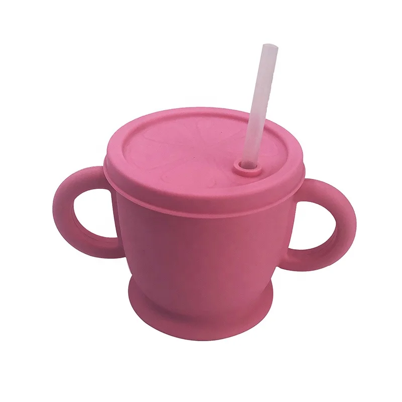 Food grade silicone Training cup for baby toddler silicone baby cup with straw