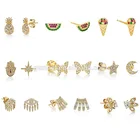 Hoop Fine Jewelry 2021 Delicate Eye Gold Hook Jewelry Minimalist Huggie Hoop Women Earrings Sets