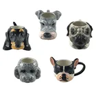 Mug Mug 3d Customized Hand Painted Cute Kawaii Custom 3d Animal Face Dog Dolomite Ceramic Coffee Mug
