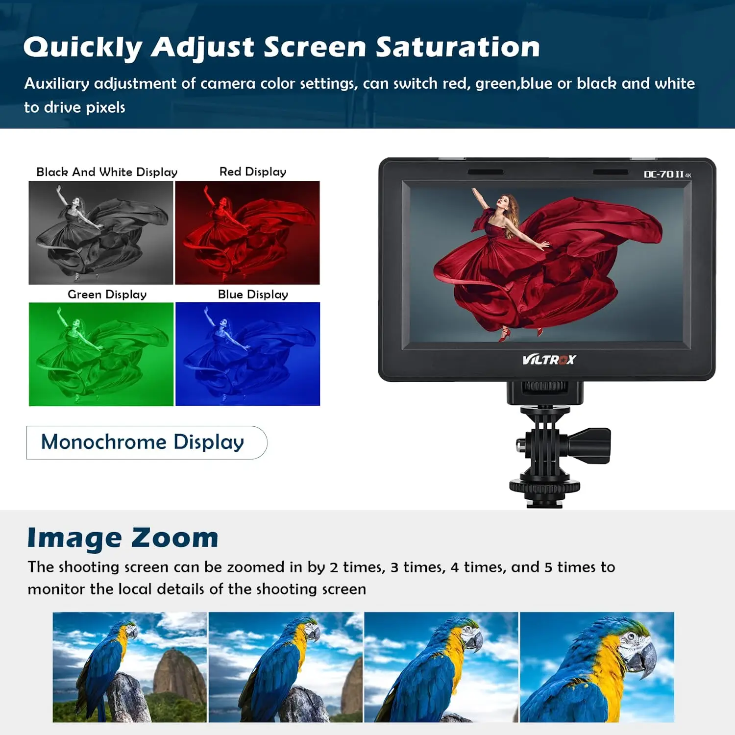 VILTROX TFT DC-70 II LCD HD multi 4K camera video monitor for dslr camera