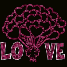 Valentine Flower-Shaped Rhinestone Design Iron-On Glass Motif Diamond Heat Press Rhinestone Transfer for Love