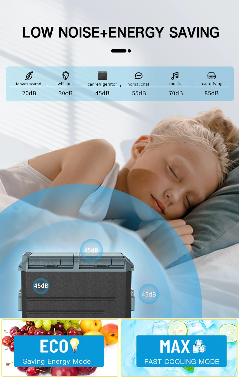 38L 48L 58L Portable Battery Powered Mini Fridge Car Refrigerator Freezer with AC Adaptor for Camping Home Use DC 12v/24V