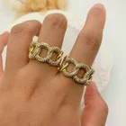 Gold Jewelry Diamond Gold Jewelry Rings Brass 18K Pave CZ Cubic Zirconia Diamond Cuban Ring Women
