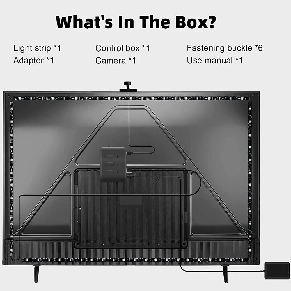 电视背光梦想彩色USB供电的发光二极管条形灯,带应用控制摄像头,用于游戏装饰