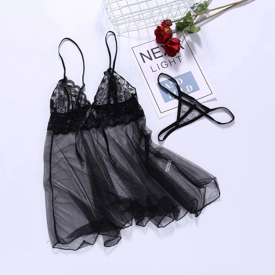 Ff Sexy Lace Naughty Outfits Babydoll Lingerie Strap Chemise