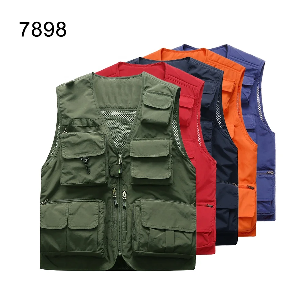 MAGCOMSEN Men's Outerwear Vests Casual Outdoor Work Vest Multi Pockets Cargo Vest Waistcoat Travel Vest Mesh Fishing Vest 