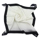 Custom High Quality Lady Square Black Edge Custom SENSAI Logo Printed Striped Design Your Own Silk Scarf