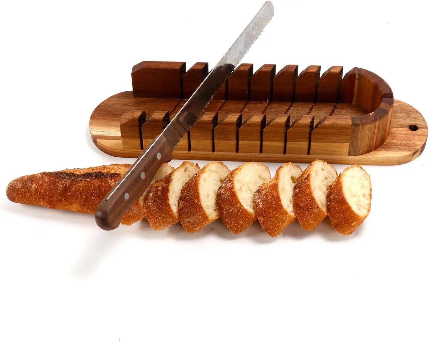 product slotted cutting bread board manual bread slicer cutting board bread slicer with bread knife with storage knife bag for kitchen-3