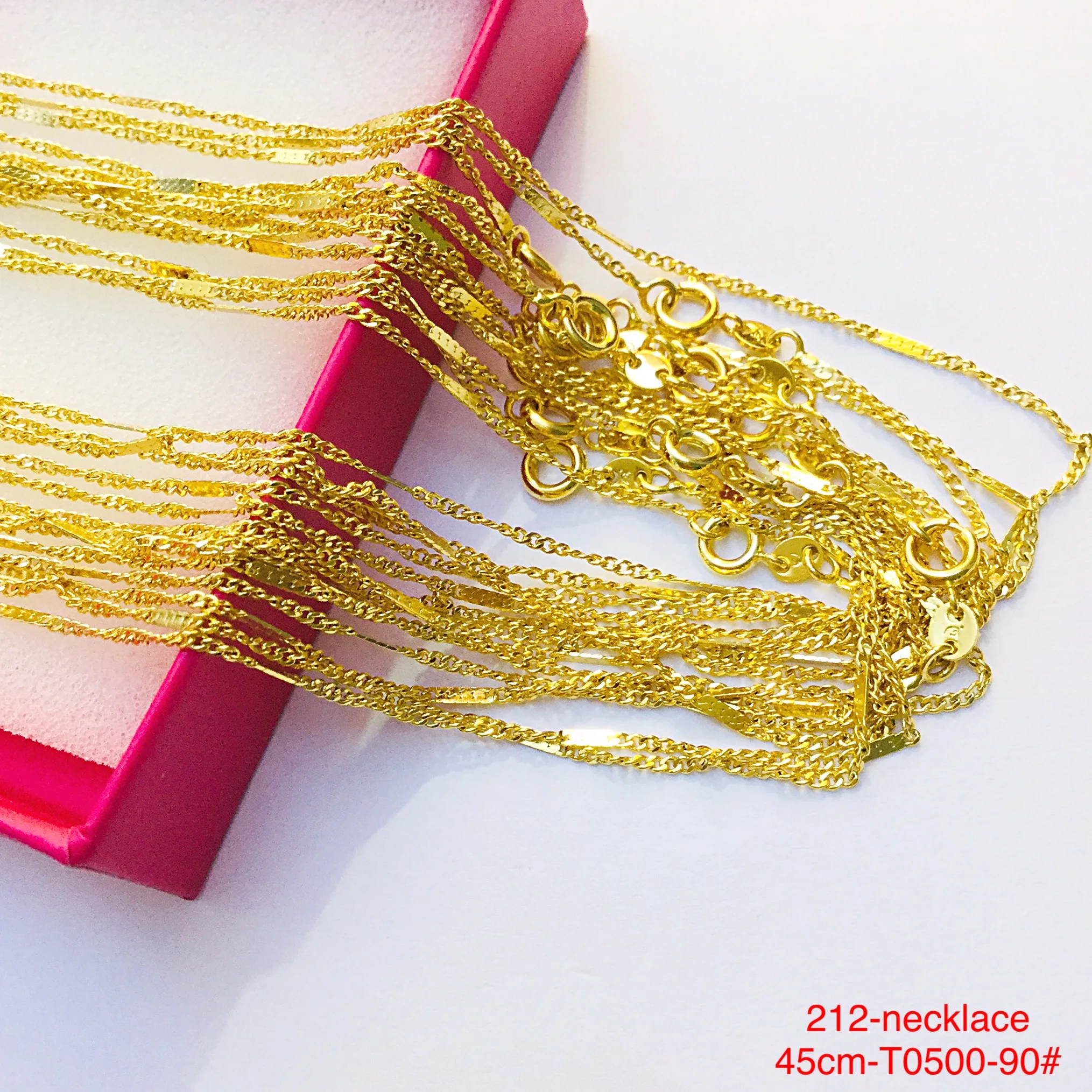 212 High quality fashion 24k gold chain necklace