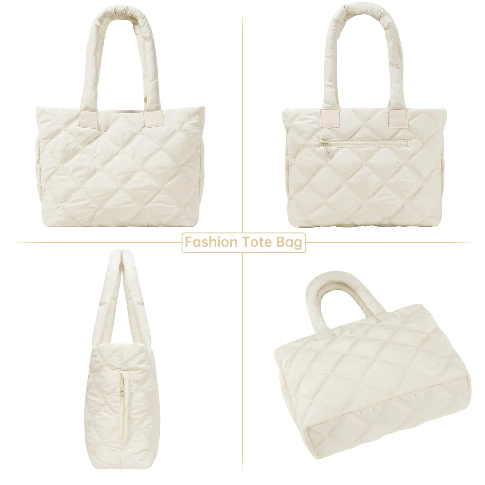 Customized Wholesale Puffer Tote Bag Fashionable Puffy Bag With Large Capacity for Ladies Quilted Cotton Down Lady Handbags manufacture