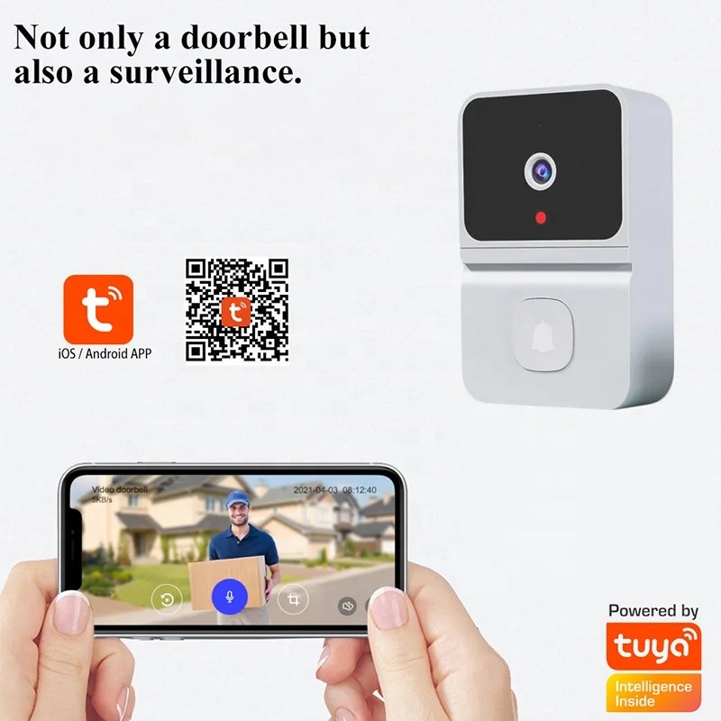 T23 Smart Video Doorbell Wire-Free Audio Intercom APP Control 2.4G Wifi Night Vision 480P Wide Angle House Camera Doorbell