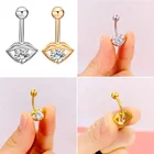 Navel Rings Hot Design Sexy Navel Body Piercing Big Flower Cubic Zirconia Non-allergic Surgical Steel Belly Rings