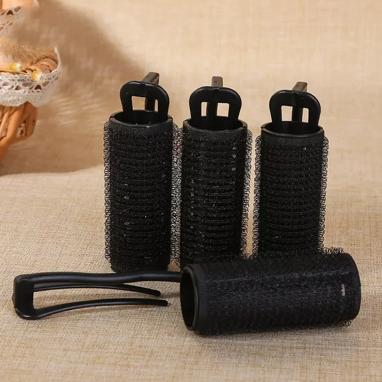 New Style 5 Pieces Black Double Layer Hair Roller Set Women Natural Hair Roller Curler Pin Nylon Hair Roller With Clip