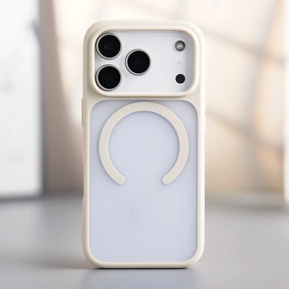 product laudtec clear shockproof mobile phone cover frosted magnetic tpupc simple back case for iphone air 17 16 plus pro max sjk1110-6