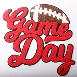 Custom Football Logo Game Day Iron on Embroidery Patch Chenille Patch For Jacket Hoodies Shirt