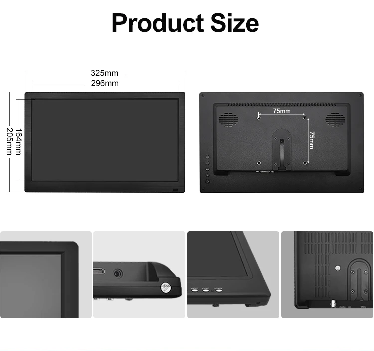 Wholesale 13.3 Inch TFT LED IPS HD Screen VESA Desktop VGA Port Industrial Monitor for POS CCTV PC in Stock