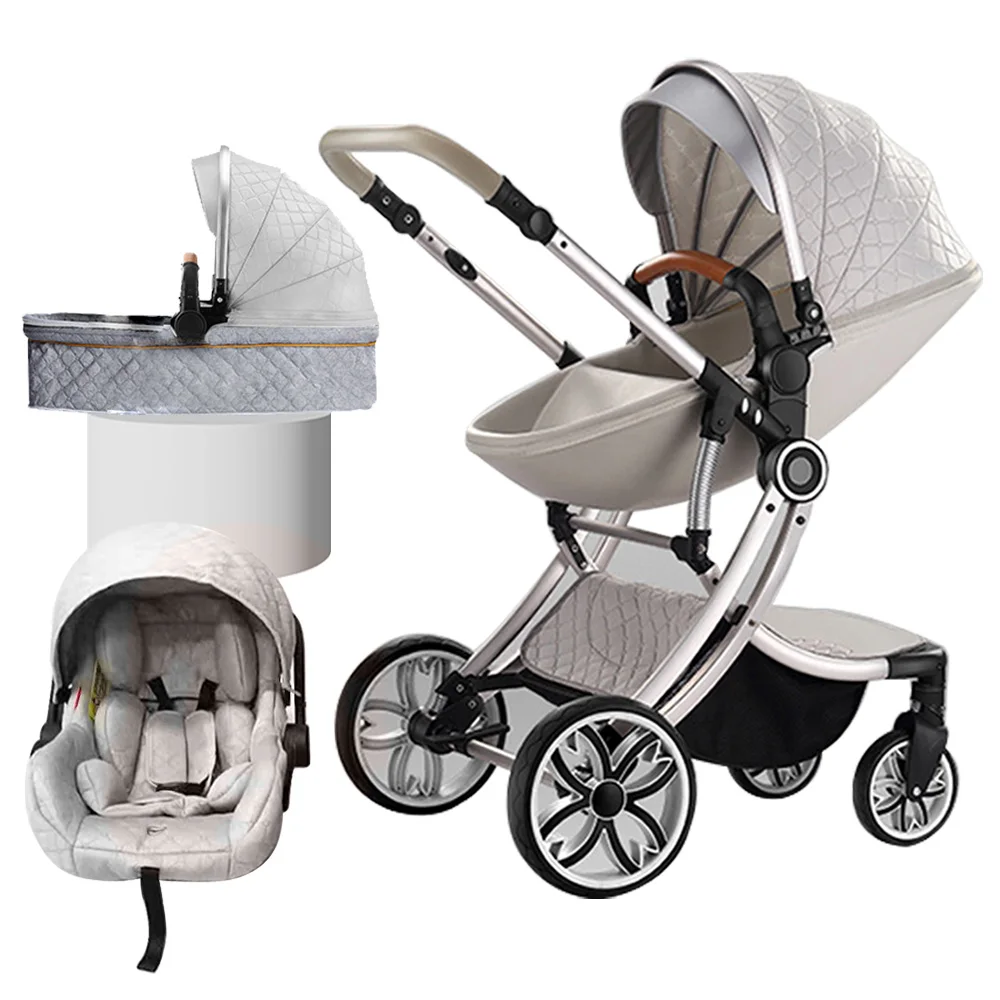 Coches Para Bebes. EN1888 Stroller Baby 3 In 1 Pushchair Luxury Foldable Baby Stroller Pram 3 In 1 With Car Seat