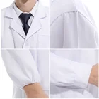 Cotton Coat Coats Cotton Cotton Lab Coat 4 Press- Buttons Elastic Cuffs Laboratory Coats Doctor Lab Coats White Woman