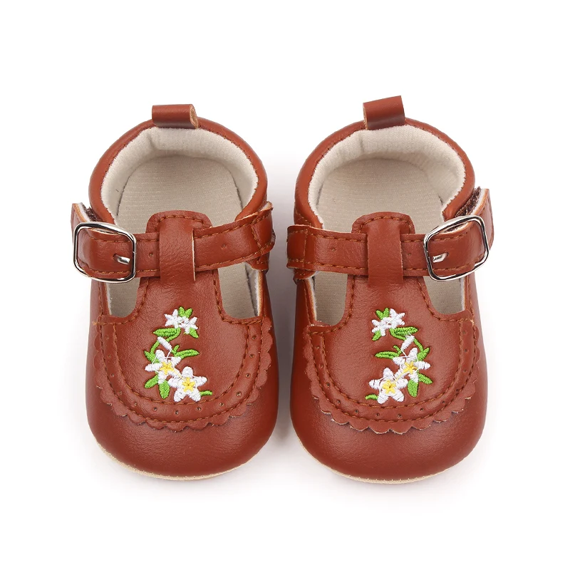 Beautiful Flower Embroidery Soft PU Leather Spring Autumn Baby Toddler Girl Shoes details