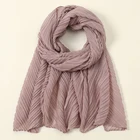 Scarves Scarf Cotton Hijab New Arrival Women Muslim Scarves Plain Scarf Pleated Cotton Scarf Crinkle Hijab