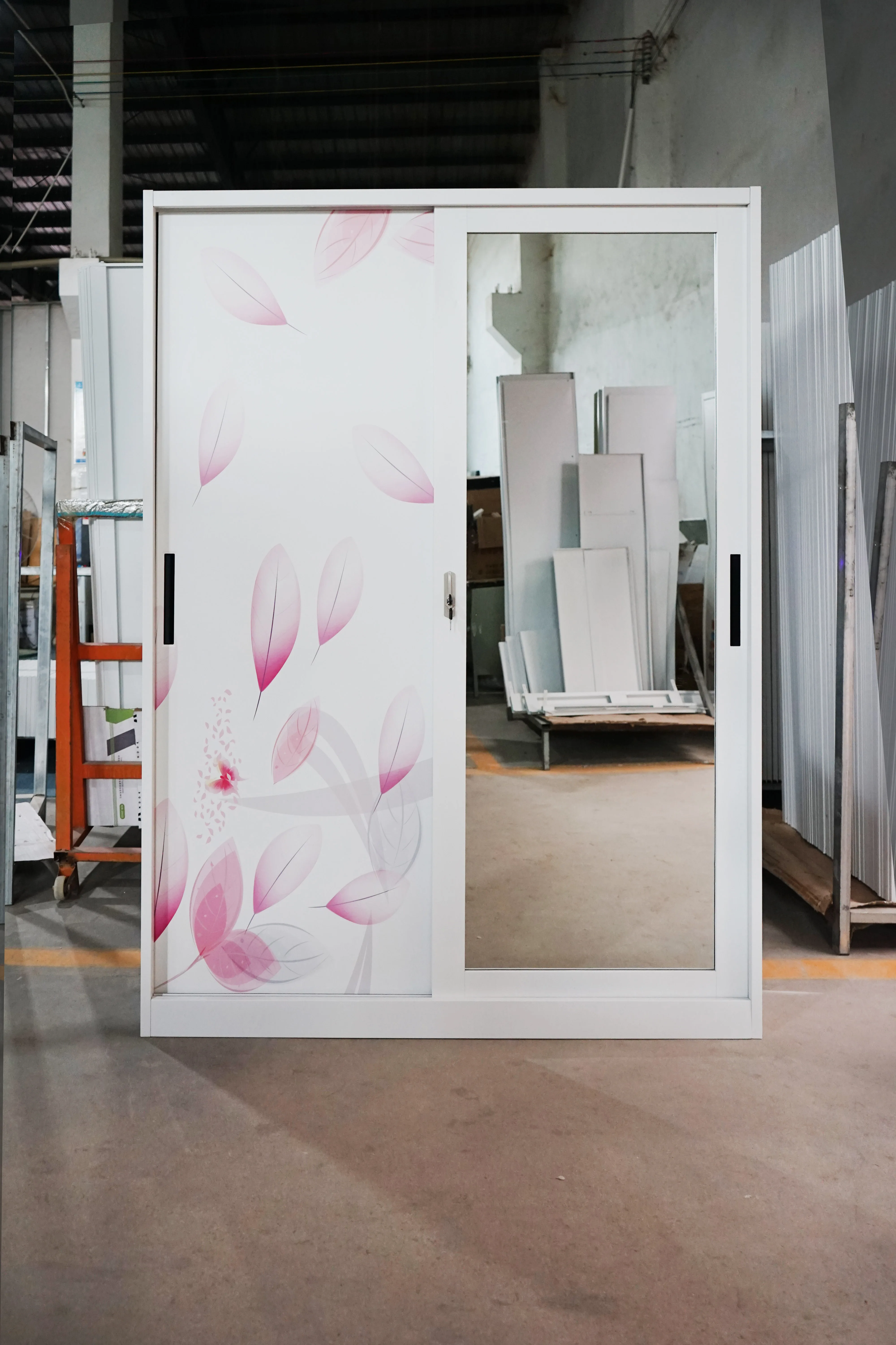 Customized Kd Living Room Metal Wardrobe 2 Swing Door Almirah Cabinet Storage Factory Production Steel Locker for Home Furniture