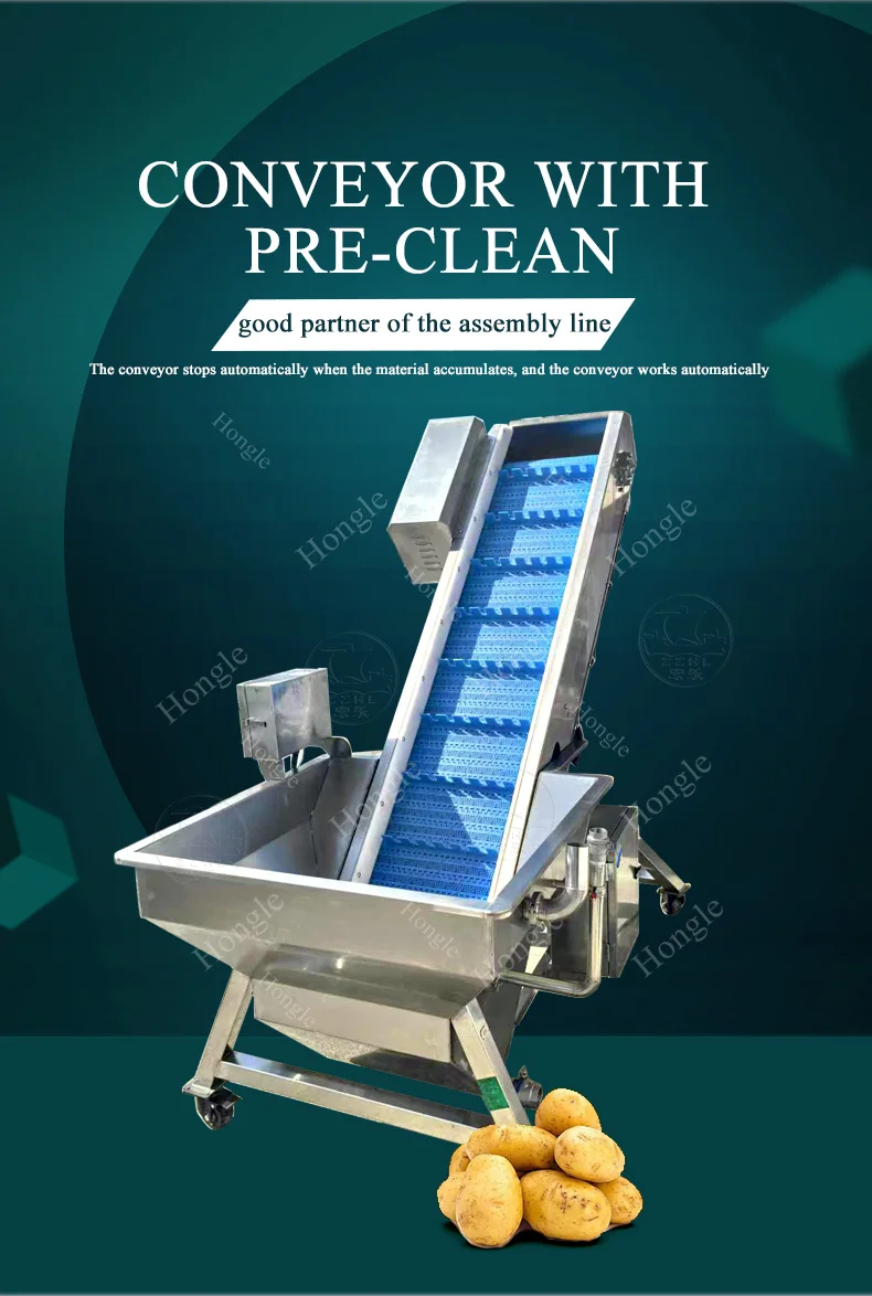 Stainless Elevator Bucket Washing Conveyor Belt Assembly Line Potato Carrot Ginger Presoaking Fruit Conveyor Elevator Machine factory