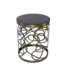 Table Modern New Design Living Room Furniture Black Glass Top Fancy Gold Metal Base Round Sofa Coffee Side Table