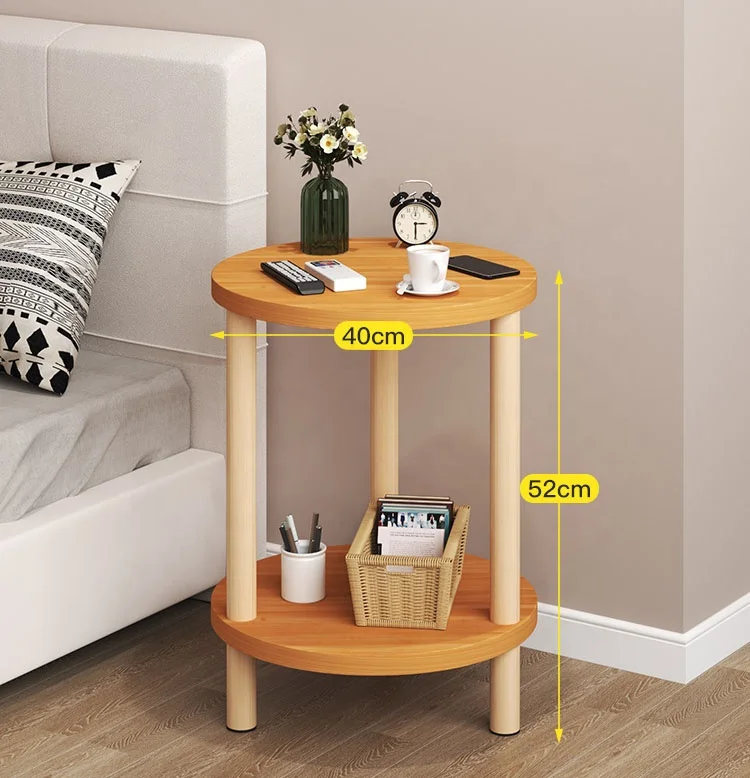 Bedroom double layer Circle small Cabinet Simple mini  side tea table Household storage bedside cabinet