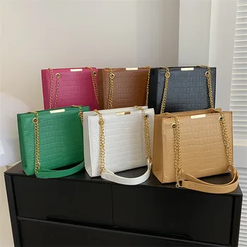 Chinese Online Markets Wholesale Women Crossbody Messenger Purse And Handbags Quality Crocodile pattern PU Leather Shoulder Bags