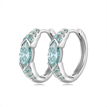 Aimgal fine jewelry Horse eye cutting blue-green Moissanite Stud Earrings D-VVS1-3EX S925 sterling silver plated 18k gold