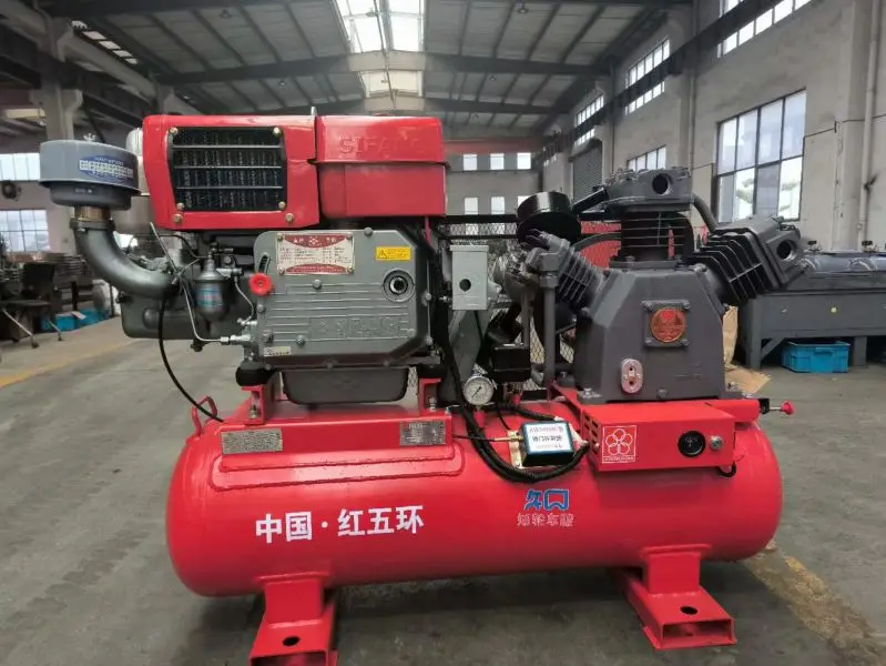 China Manufacturer Energy Saving 8bar 7.5KW  portable 3cylinders diesel piston air compressor