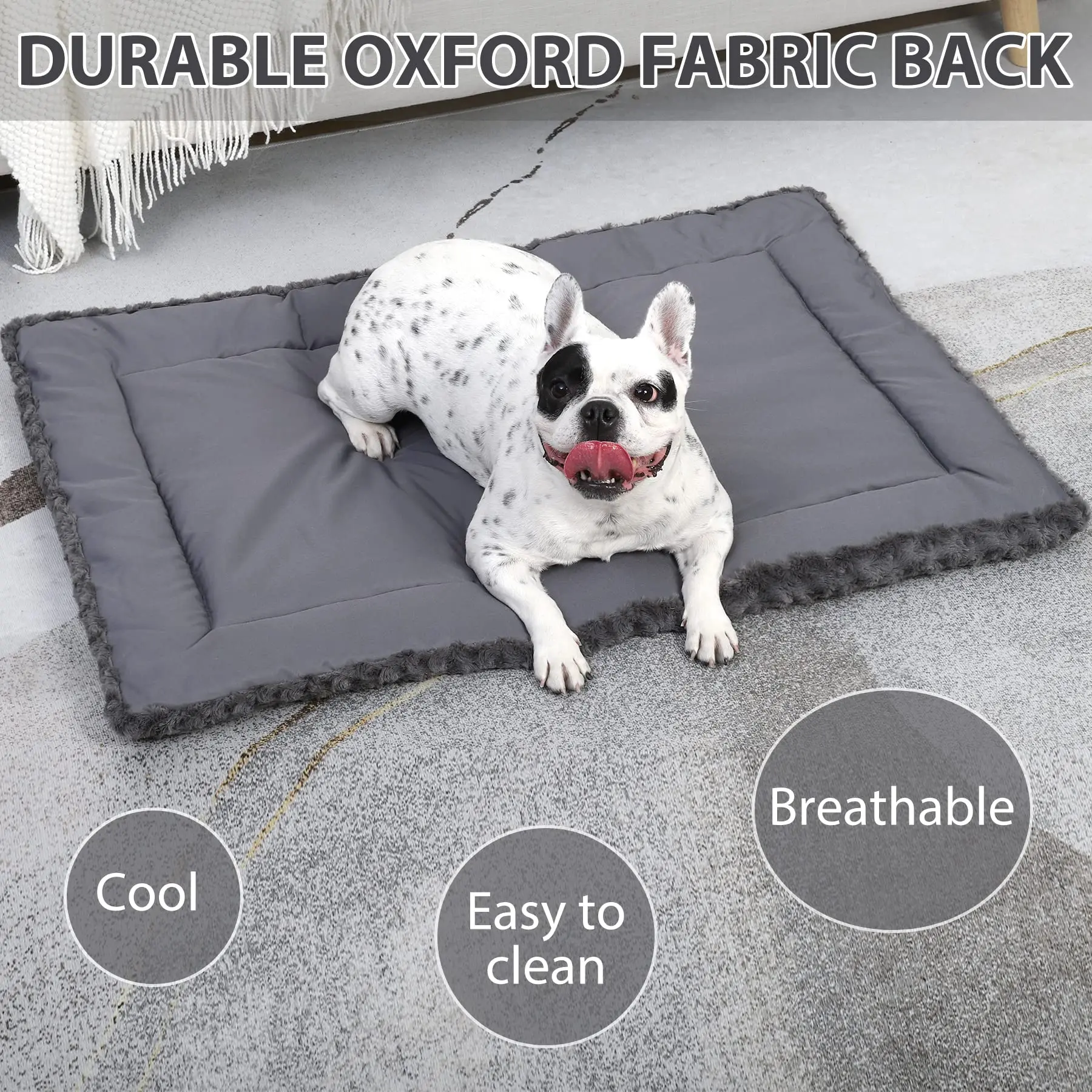 product luxury plush pet cushion soft faux fur bed with solid pattern for dogs and cats-50