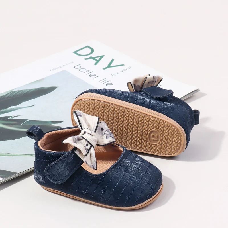 Wholesale Fashion Spring&Autumn Bowknot Design Baby Girl Princess Shoes With TPR Soled Baby Shoes details