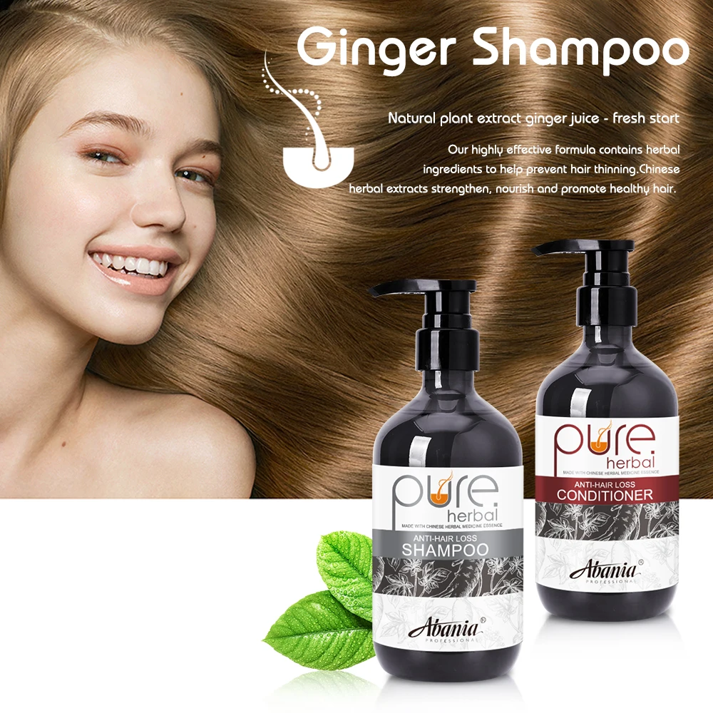 2022 New Arrivals anti-hair loss shampoo and conditioner with Chinese herbal natural plant extract ginger juice
