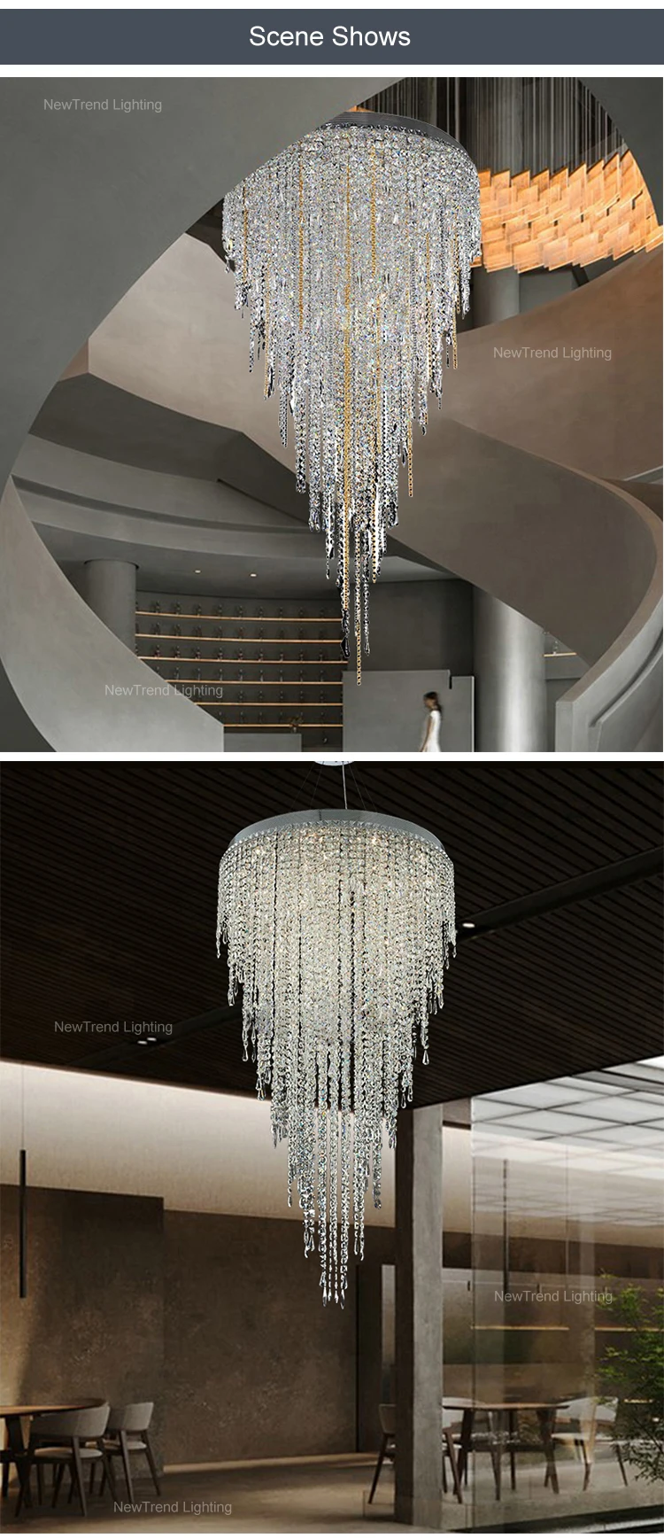 CPL-115 Modern Design Indoor Decoration Hotel Lobby Villa Staircase Luxury Crystal Custom Chandelier supplier