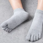 SANSHOU Solid Color 5 Toes Men Breathable Cotton Yoga Anti-slip Ankle 5 Fingers Toes Socks