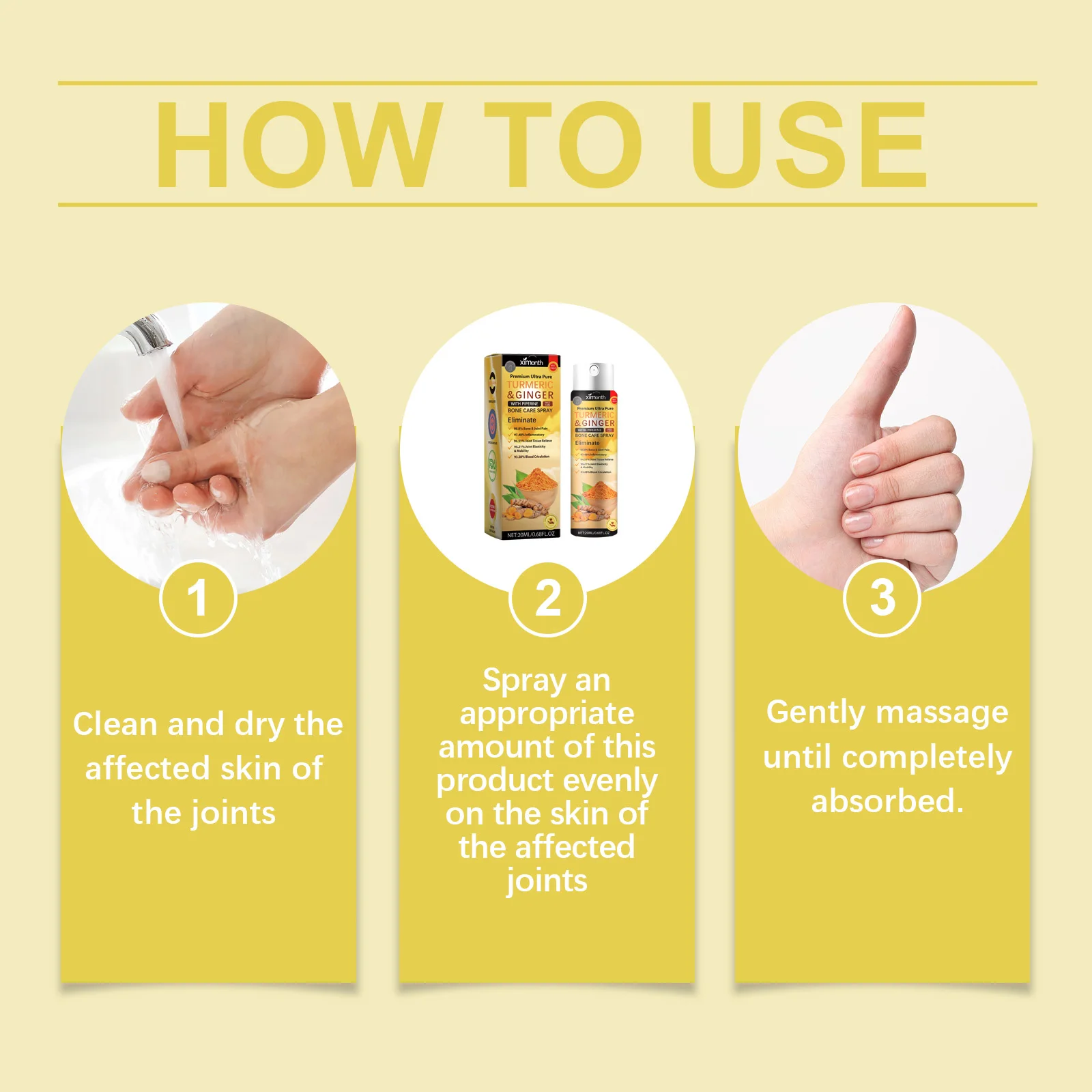Turmeric Joint Care Spray Lumber Spine Massage Muscle Pain Tendons Curcuma Pain Spray Knee Pain Relief Spray