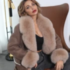 Leather Jacket Women Women Coat With Fur Winter Medium Length Leather With Fur Jacket Women Fur Sheep Shearling Coat