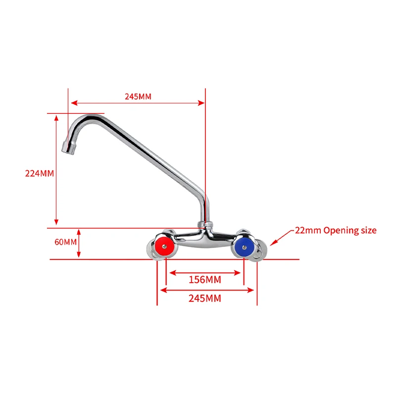 Modern Wall Mounted Kitchen Faucet Dual Switching Handle & Flexible Spout Brass Material Valve Core Basin Faucets details