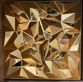 Golden mirror pvc 3d decorative wall panels for home decoration