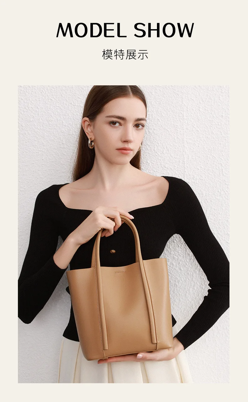 Andobag Genuine Cow Leather Handbag For Women Commute Shoulder