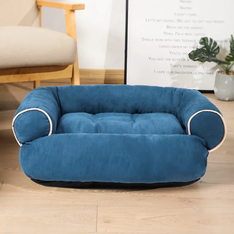 product professional factory high quality suede outer fabric anti slip bottom pp cotton filling dog sofa bed luxury for cats and dogs-52